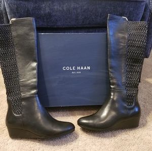 Cole Haan size 6.5 black leather tall boots